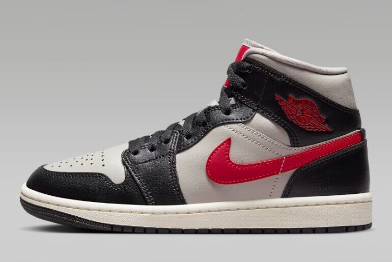 Women's Running Weapon Air Jordan 1 High Top Gray/Black/Red Shoes 0339